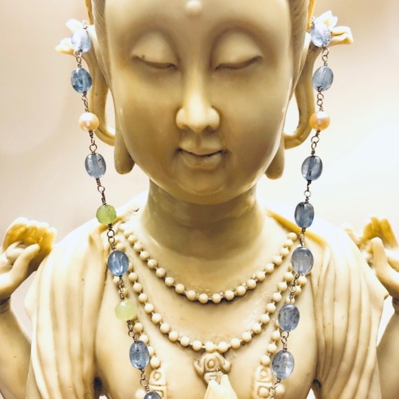 NWOT Artisan Labradorite, Pearl & Jade Necklace - Picture 4 of 7